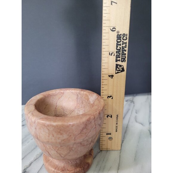 Vintage Brown Swirl Marble Morta 3” Grind Mix Herb Kitchen Tool Pot Planter - Picture 7 of 7